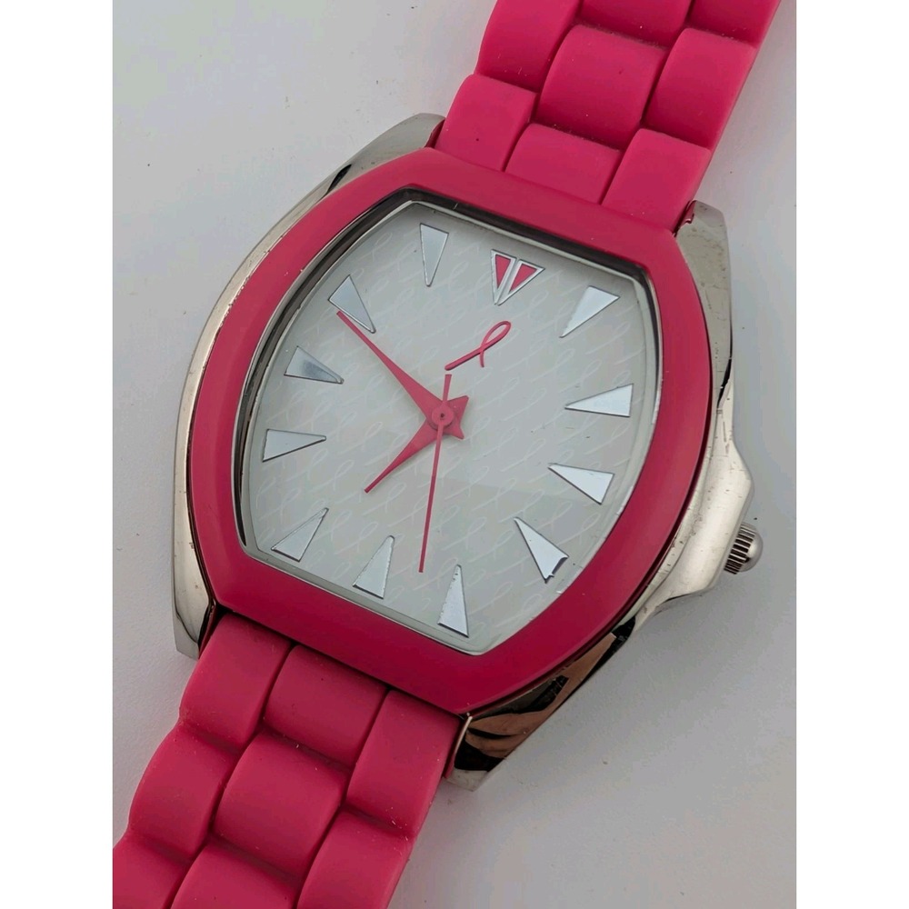 Avon Breast Cancer Crusade Watch Women 37mm Case Silicone Band- New Battery